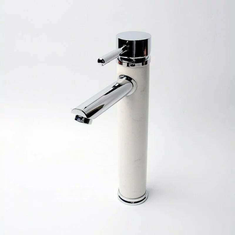 Baterie lavoar inalta Inter Ceramic monocomanda finisaj crom-piatra naturala alba