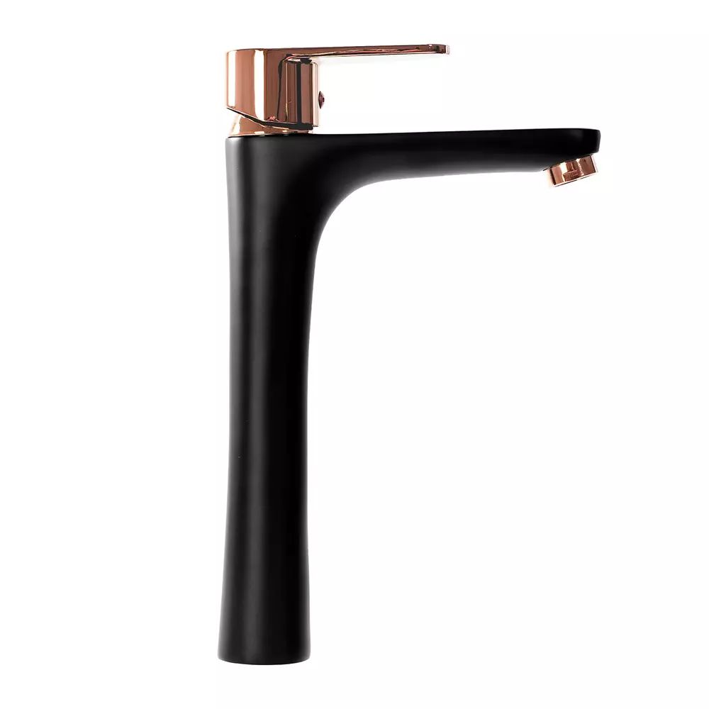 Baterie lavoar inalta Rea Mild negru - Rose Gold monocomanda