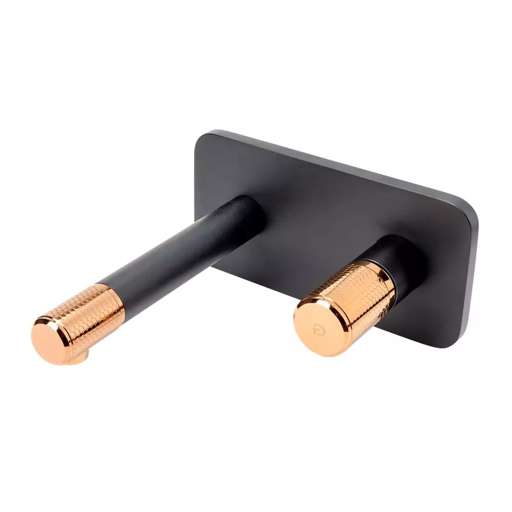 Baterie lavoar incastrata FDesign Ardesia negru - rose gold cu corp ingropat