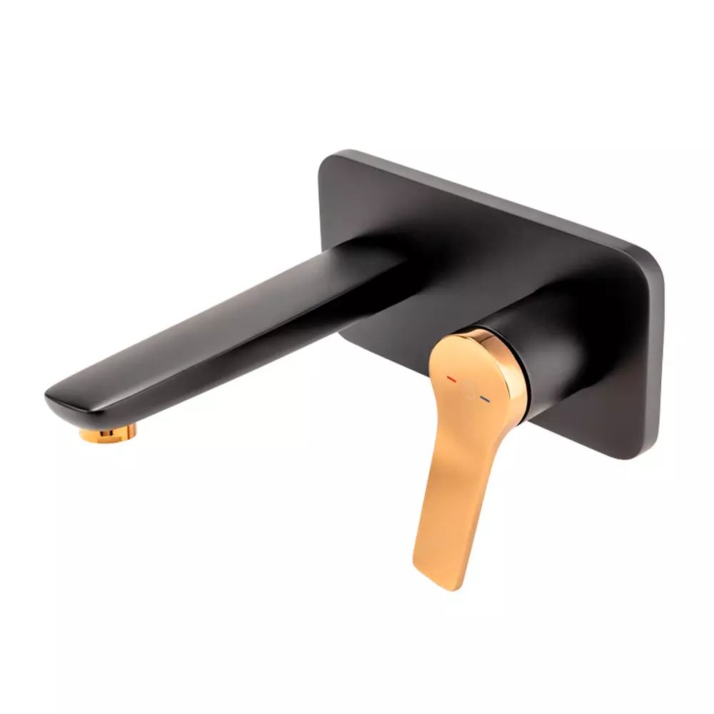 Baterie lavoar incastrata FDesign Seppia negru - rose gold cu corp ingropat