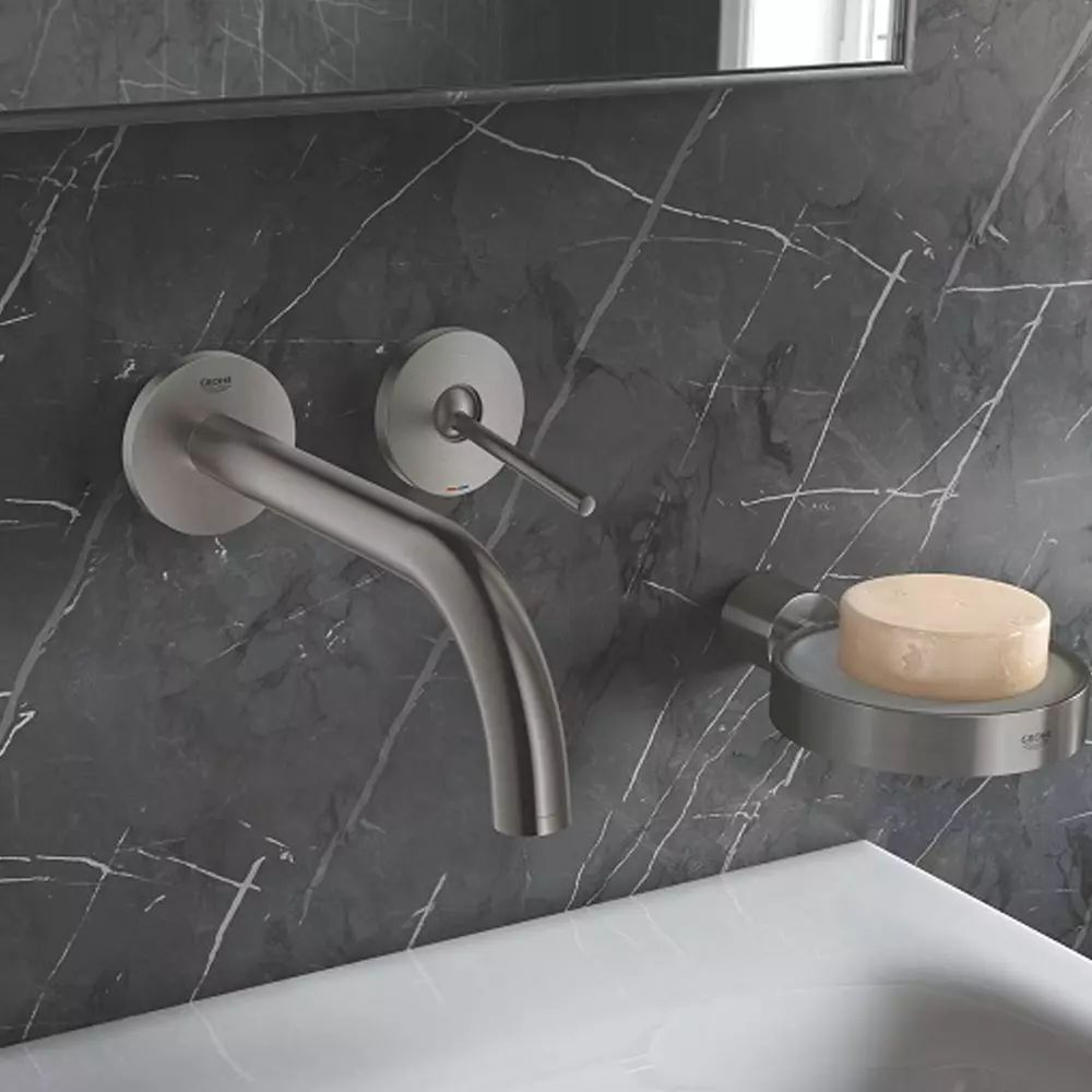 Baterie lavoar incastrata Grohe Atrio antracit periat Hard Graphite 19 cm fara corp ingropat