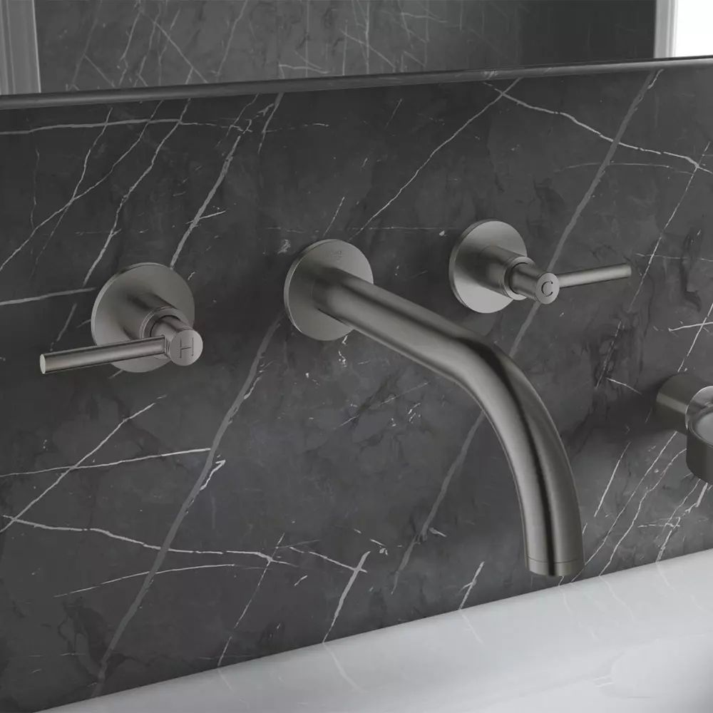 Baterie lavoar incastrata Grohe Atrio antracit periat Hard Graphite 3 elemente
