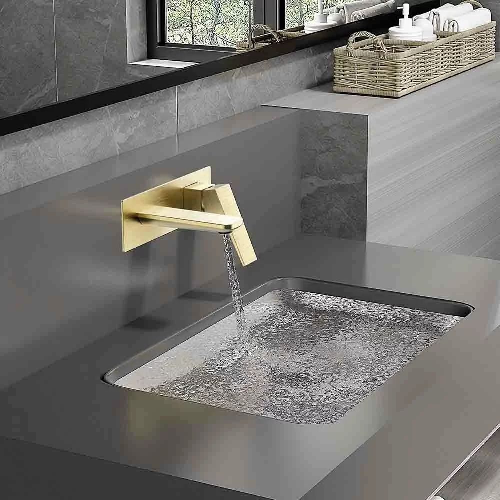 Baterie lavoar incastrata Inter Ceramic Elinor monocomanda auriu periat cu corp ingropat