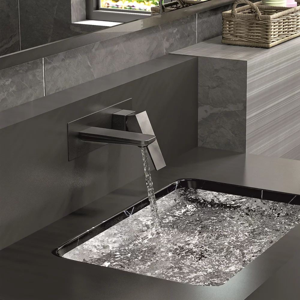 Baterie lavoar incastrata Inter Ceramic Elinor monocomanda gri-mat Gun Gray cu corp ingropat