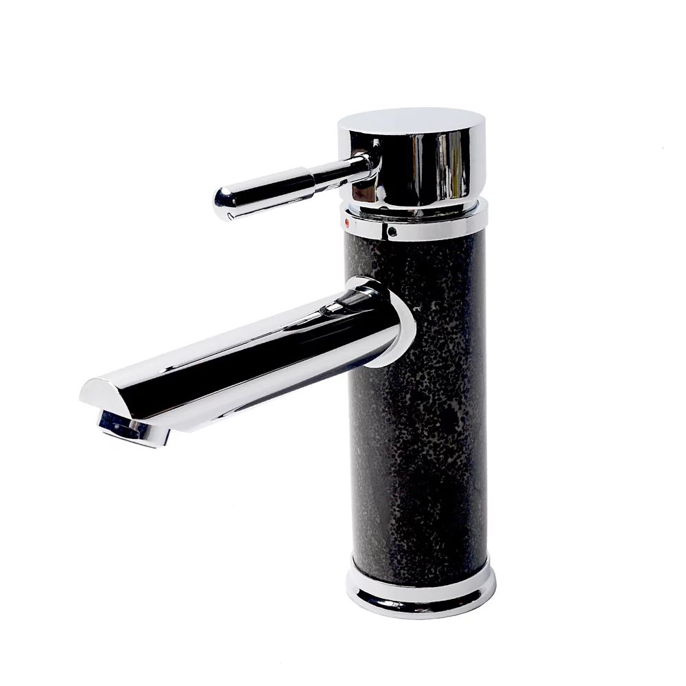 Baterie lavoar Inter Ceramic monocomanda finisaj crom-piatra naturala neagra