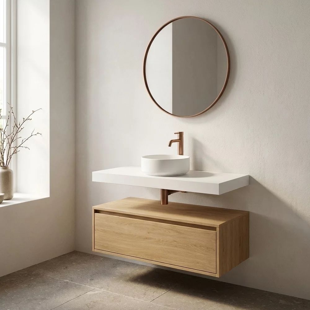 Blat pentru lavoar Rune Ottar 80x40 cm alb lucios