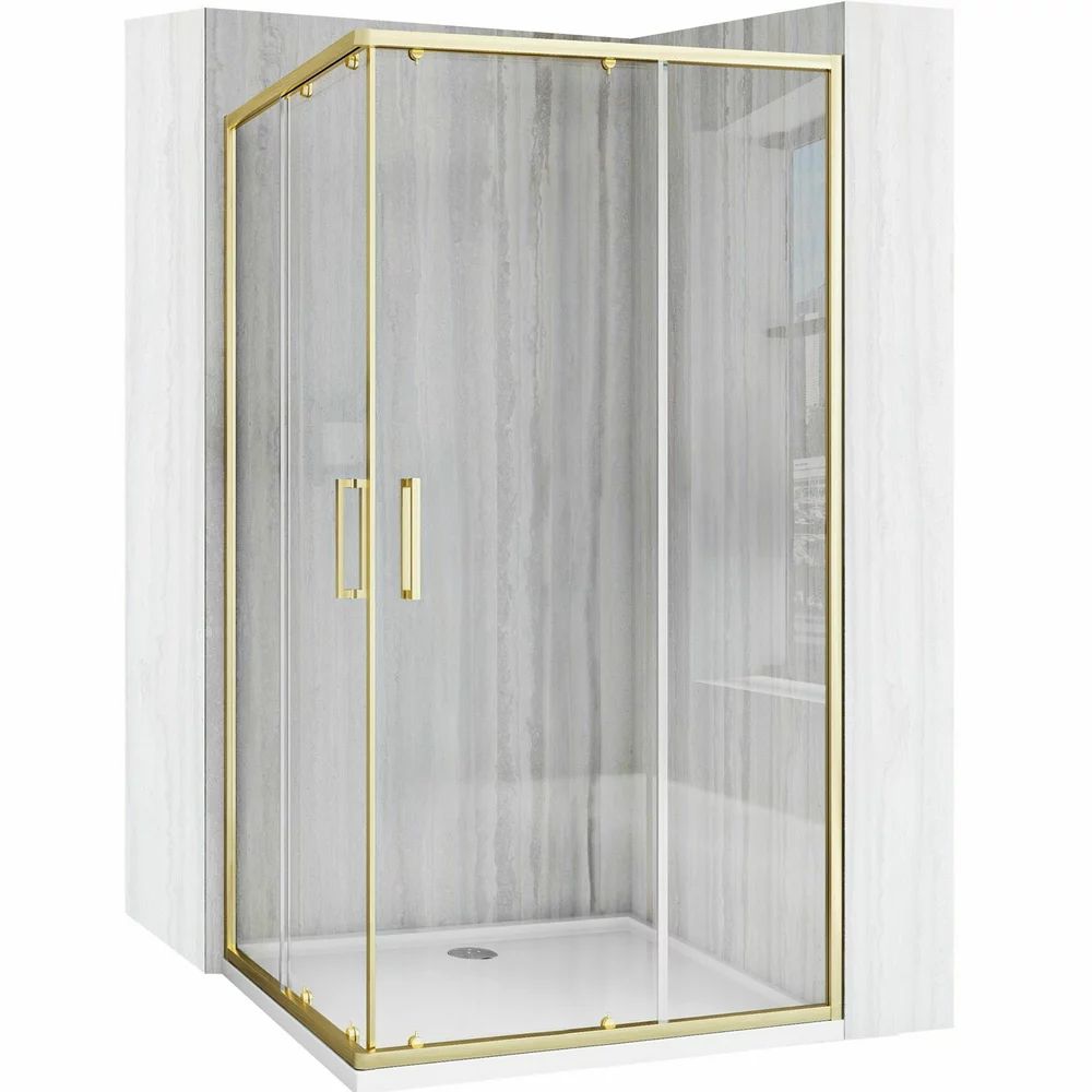 Cabina de dus dreptunghiulara cu usi glisante auriu periat Rea City 80x100 cm