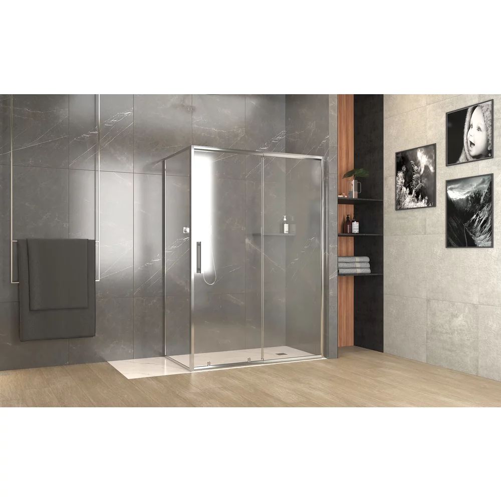 Cabina de dus dreptunghiulara Inter Ceramic cu usa glisanta 110x90 cm crom lucios - transparent