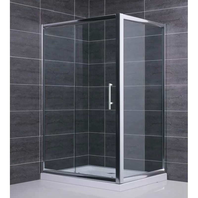 Cabina de dus dreptunghiulara Inter Ceramic cu usa glisanta 120x100 cm crom lucios - transparent