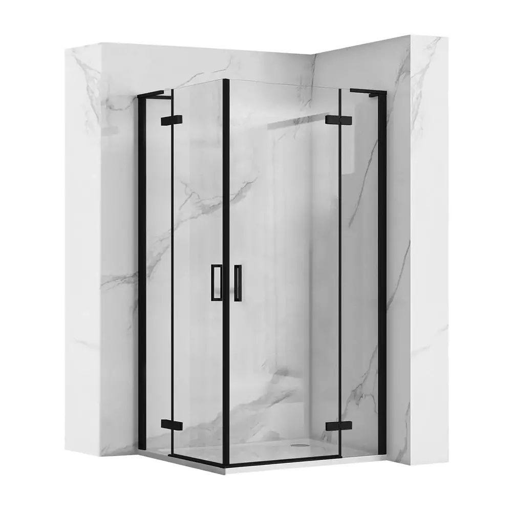 Cabina de dus dreptunghiulara Rea Hugo cu 2 usi batante 80x100 cm negru
