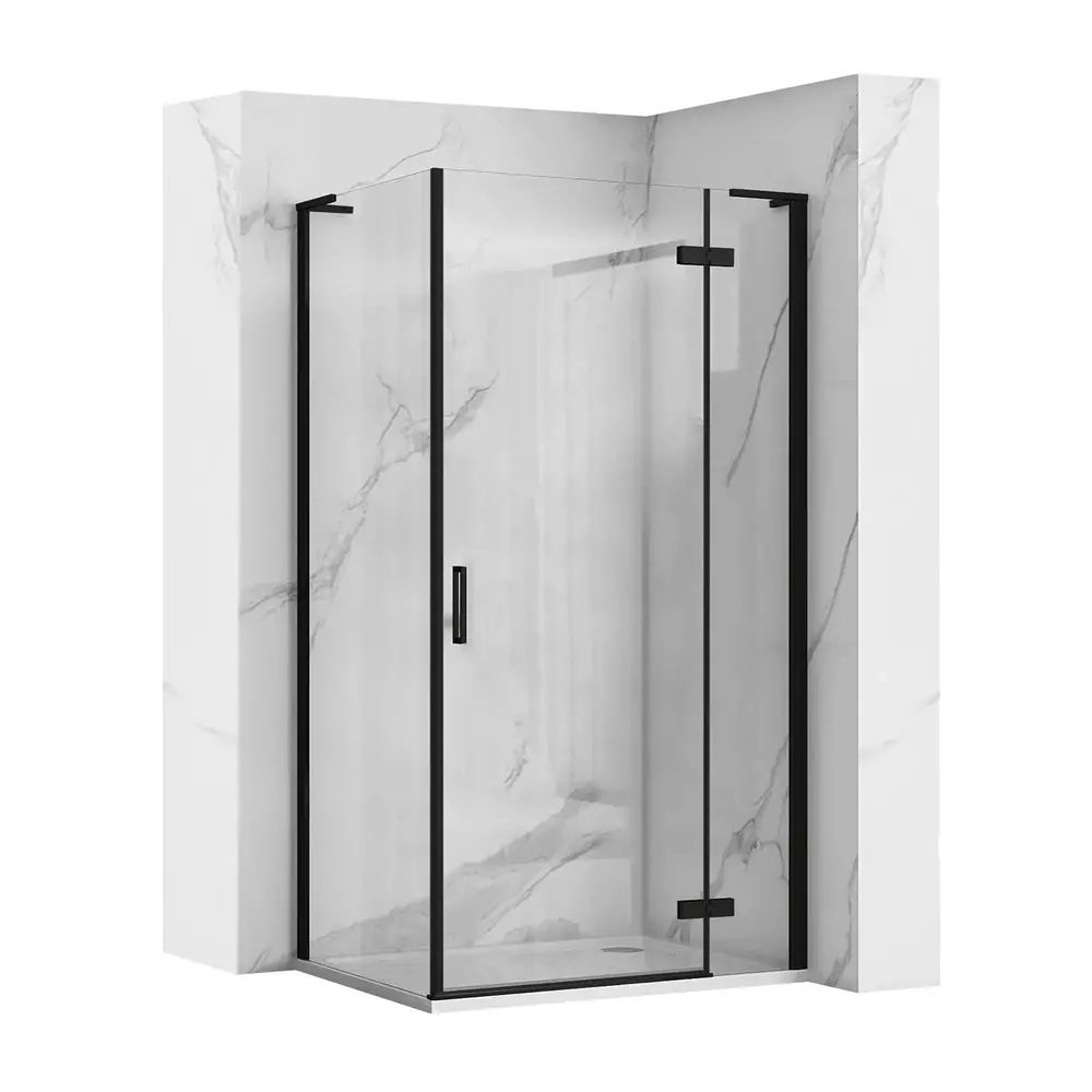 Cabina de dus dreptunghiulara Rea Hugo cu usa batanta 90x80 cm negru
