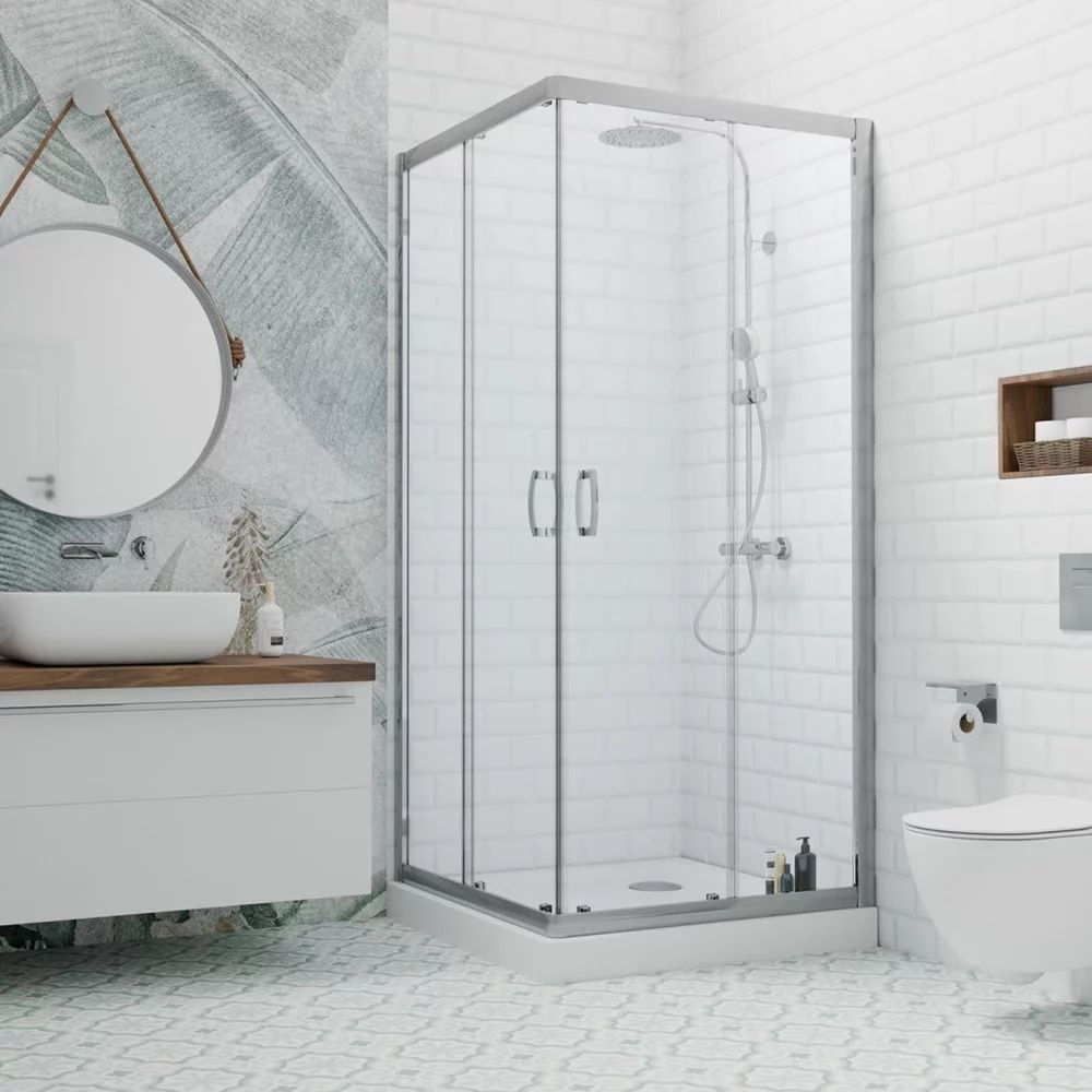 Cabina de dus dreptunghiulara usi culisante Radaway Premium Plus D 80x90 cm profil crom lucios