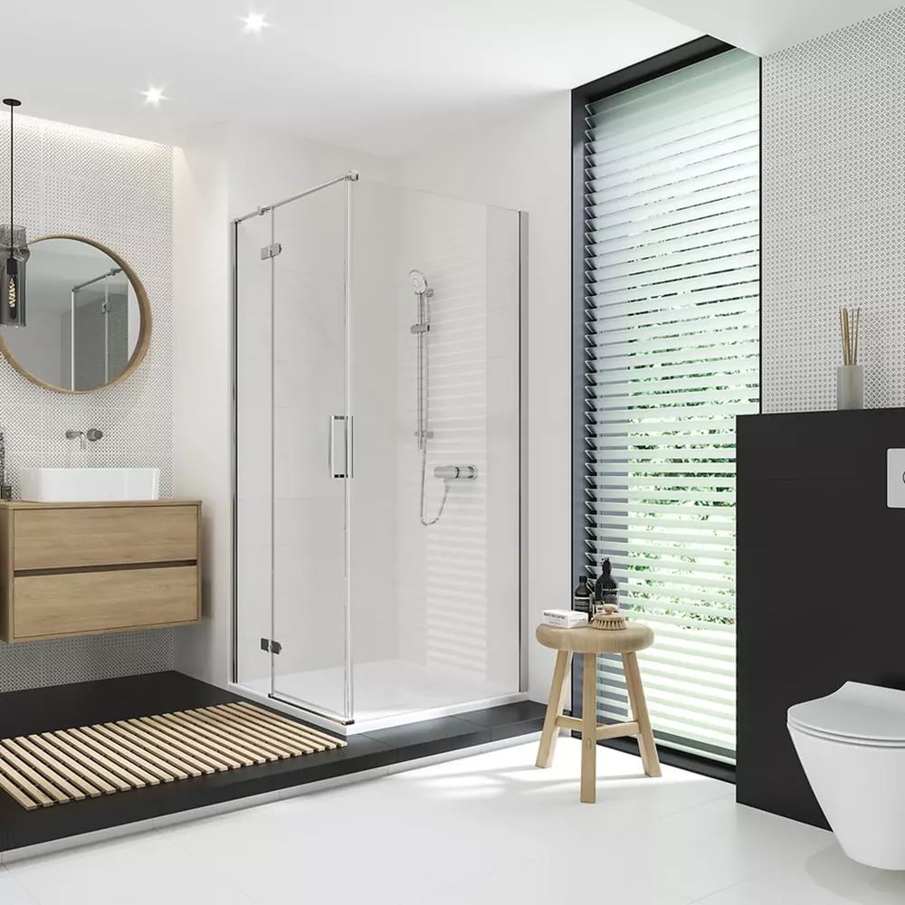 Cabina de dus patrata Cersanit Jota cu usa batanta stanga 90x90 crom