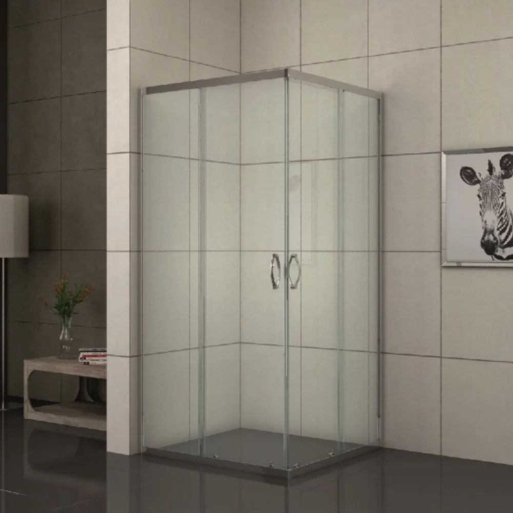 Cabina de dus patrata Inter Ceramic cu usi glisante 80x80 cm crom lucios - transparent mat