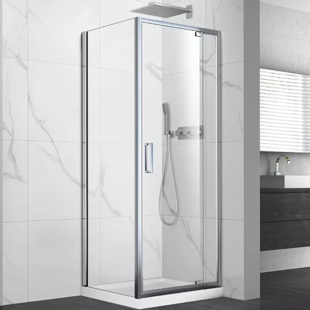 Cabina de dus patrata Fluminia Anda cu usa pivotanta 80x80 cm crom