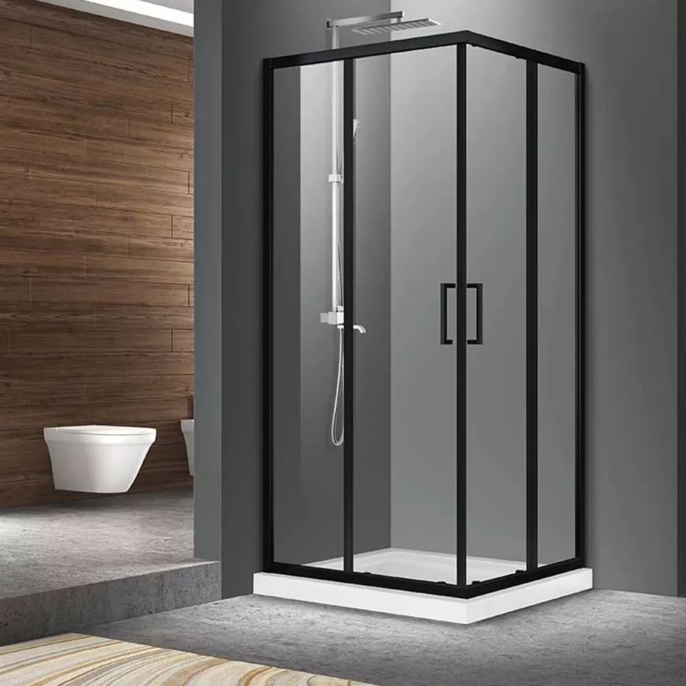 Cabina de dus patrata Fluminia Hector N cu usi culisante 80x80 cm negru