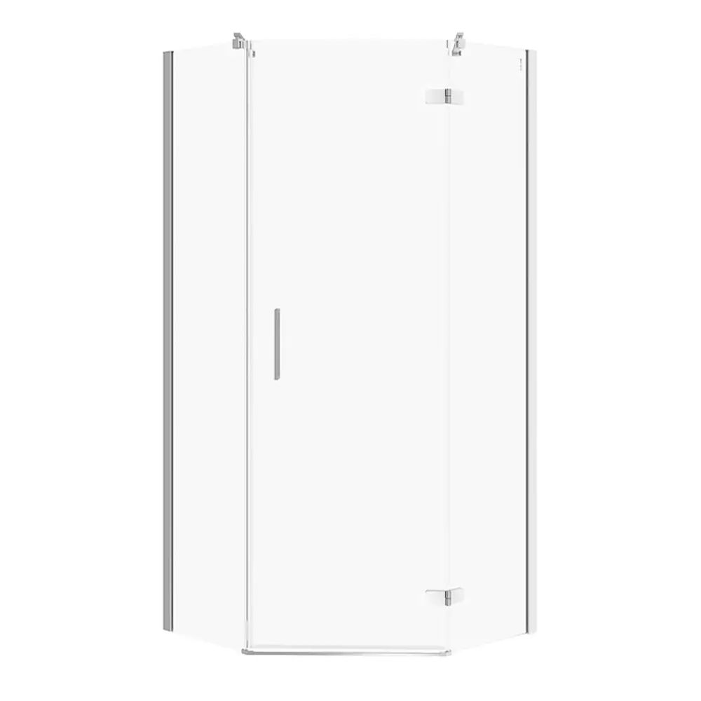 Cabina de dus pentagonala Cersanit Jota cu usa batanta dreapta 90x90 crom