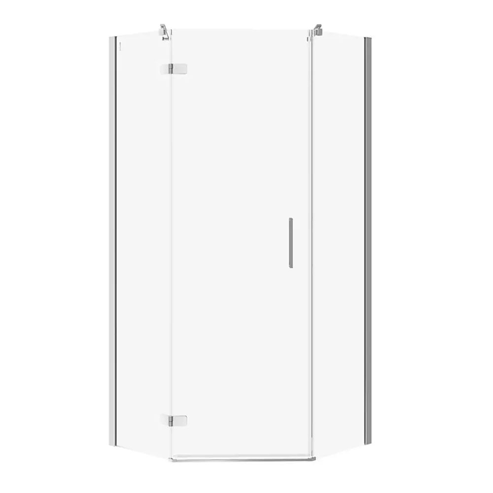 Cabina de dus pentagonala Cersanit Jota cu usa batanta stanga 90x90 crom
