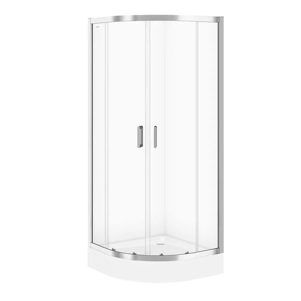 Cabina de dus semirotunda Cersanit Arteco cu 2 usi culisante 80x80 crom