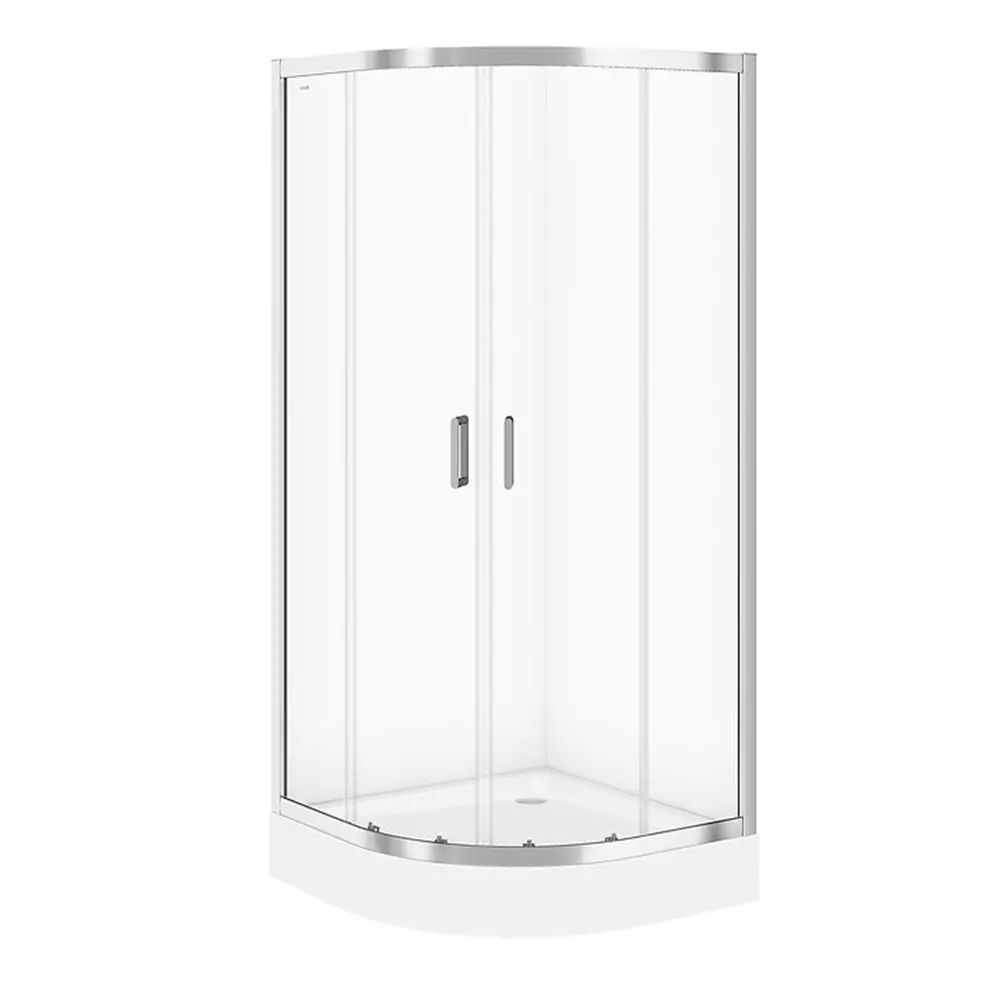 Cabina de dus semirotunda Cersanit Arteco cu 2 usi culisante 90x90 crom