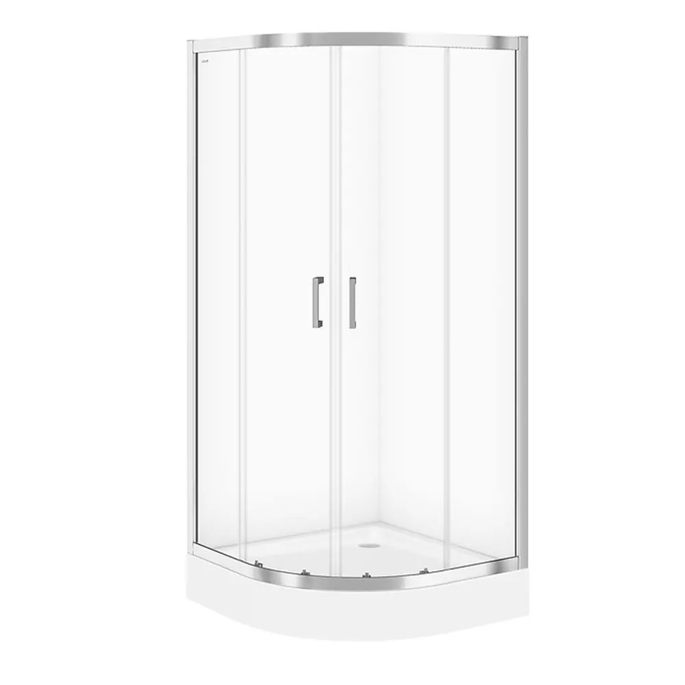Cabina de dus semirotunda Cersanit Basic cu 2 usi culisante 90x90 crom
