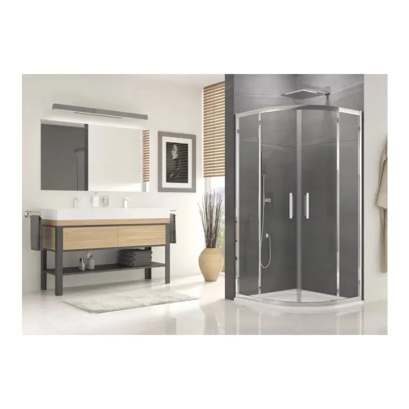 Cabina de dus semirotunda cu usi glisante SanSwiss Ocelia 80x80 cm