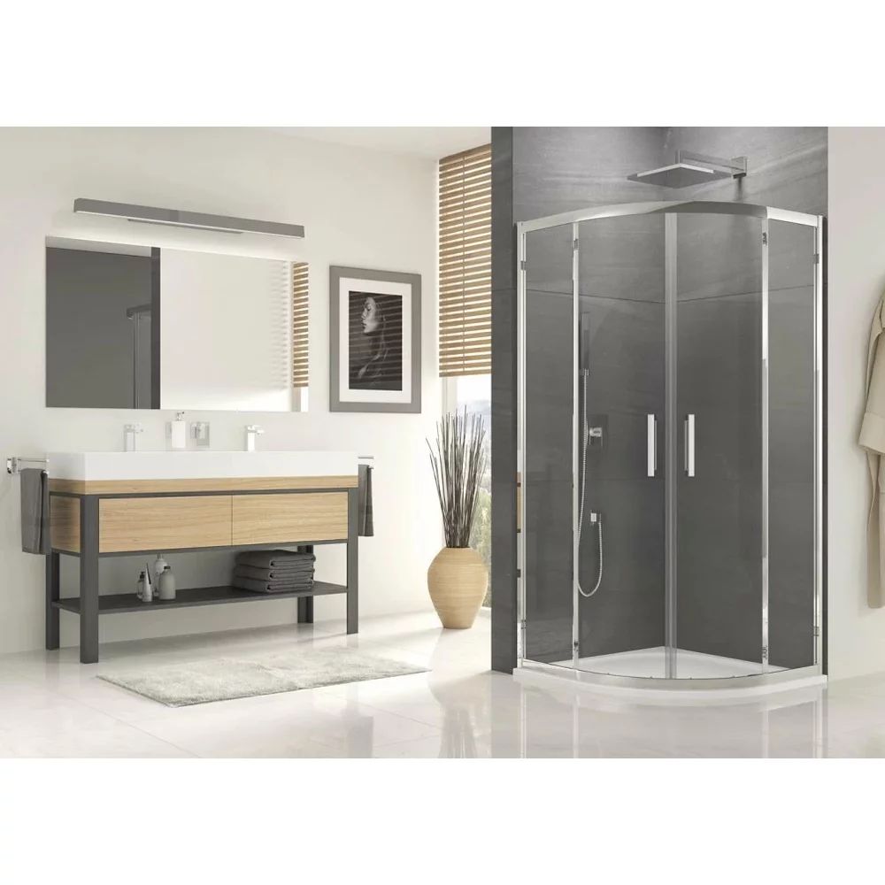 Cabina de dus semirotunda cu usi glisante SanSwiss Ocelia 90x90 cm