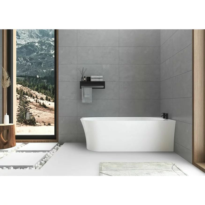 Cada freestanding Rune Birka Boyd 160x75 cm dreapta alb lucios lipita de perete, BTW