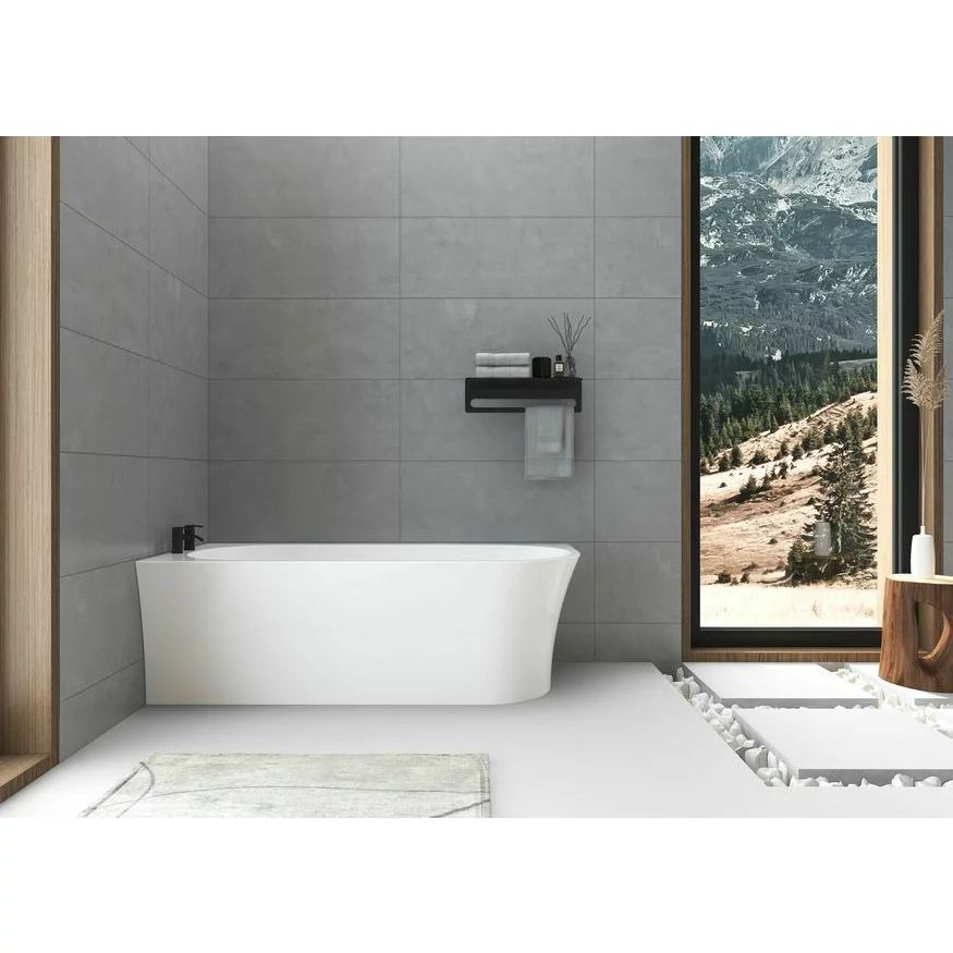 Cada asimetrica Rune Birka Boyd 160x75 cm stanga alb lucios lipita de perete, BTW