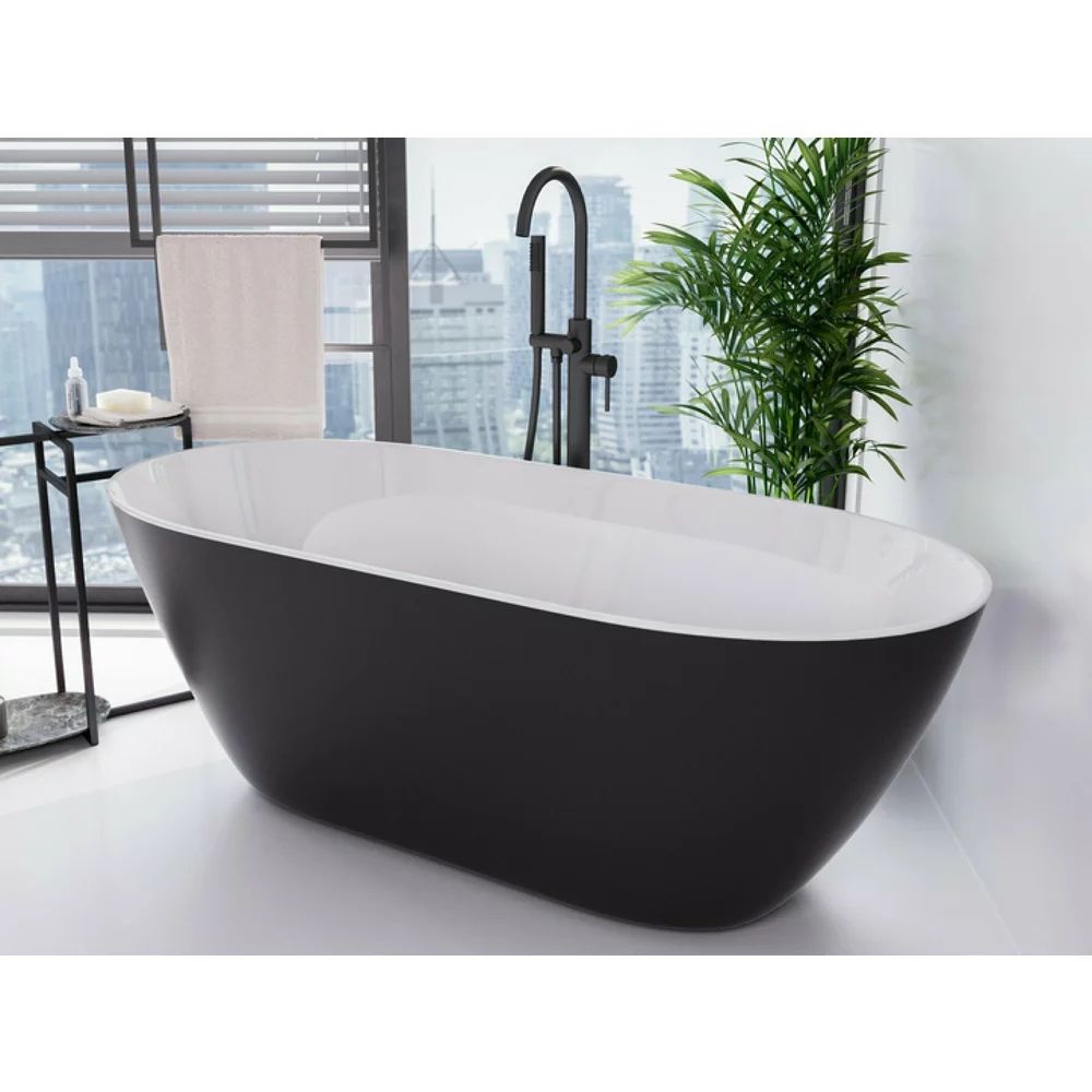 Cada freestanding Besco Moya 170x72 cm negru/alb