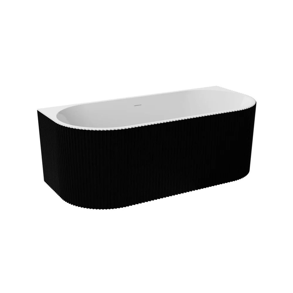 Cada freestanding Besco Leya 170x78 cm alb/negru lipita de perete, BTW