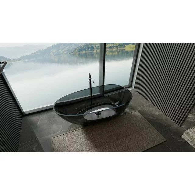 Cada freestanding din rasina transparenta Rune Mond fumuriu 170x87 cm