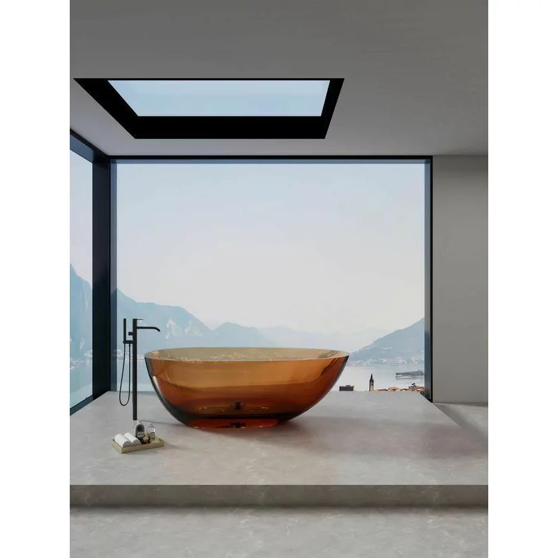 Cada freestanding din rasina transparenta Rune Mond maro-cupru 170x87 cm