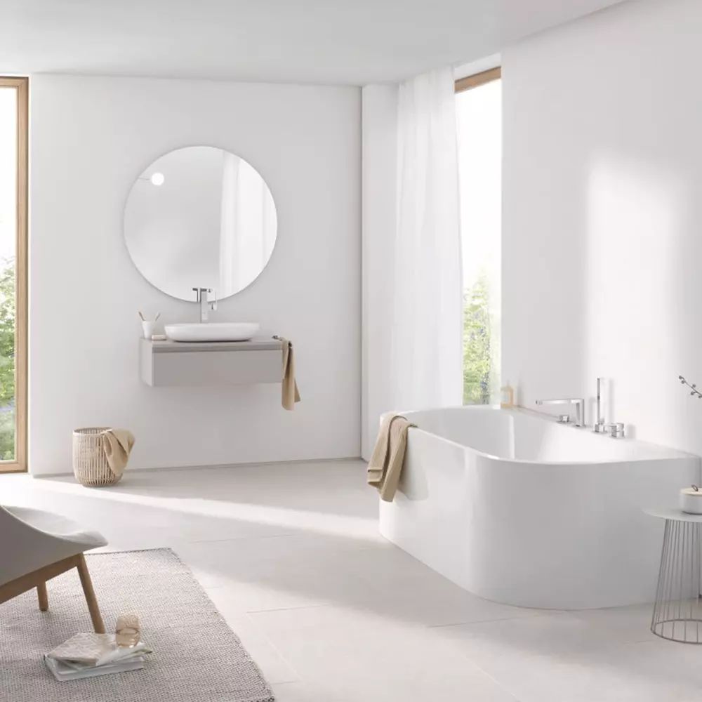 Cada freestanding Grohe Essence 180x85 cm alb Alpine White lipita de perete, BTW