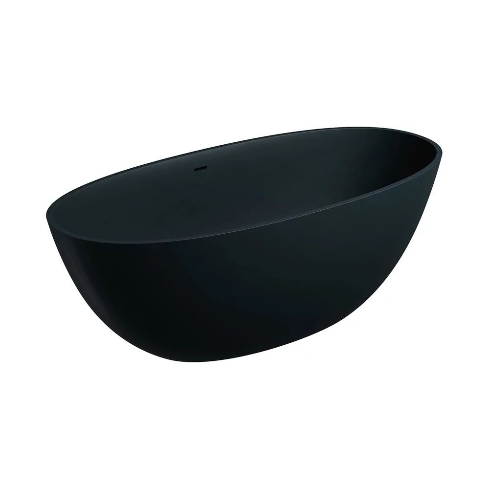 Cada freestanding Omnires Shell M+ compozit negru lava mat 160x75 cm cu preaplin