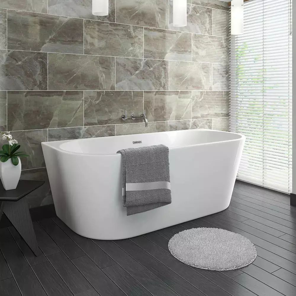 Cada freestanding Rea Olimpia 150x75 cm alb lucios lipita de perete, BTW