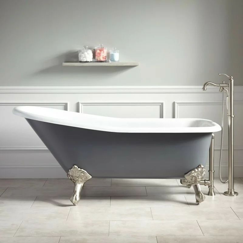 Cada freestanding retro Inter Ceramic acril gri-alb 162.5x69.5 cm