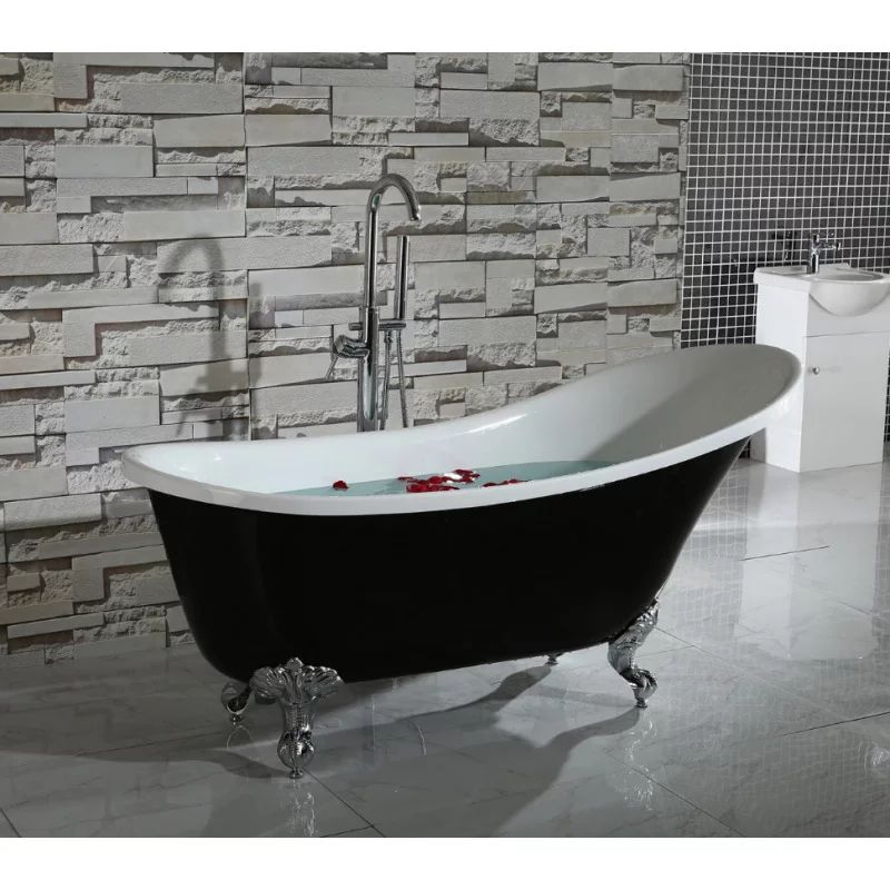 Cada freestanding retro Inter Ceramic acril negru-alb 162.5x69.5 cm