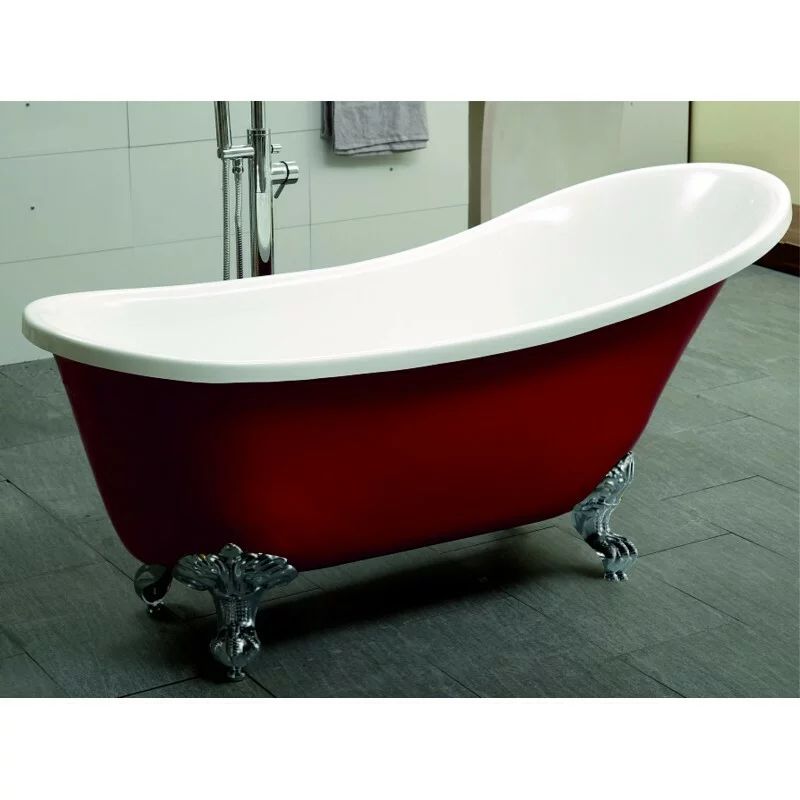 Cada freestanding retro Inter Ceramic acril rosu-alb 162.5x69.5 cm