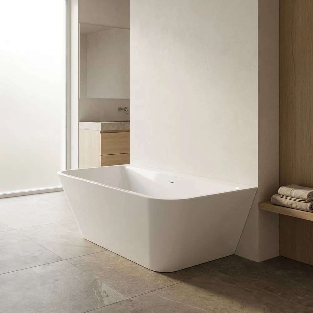 Cada freestanding Rune Oddvar acril alb lucios 170x80 cm lipita de perete, BTW