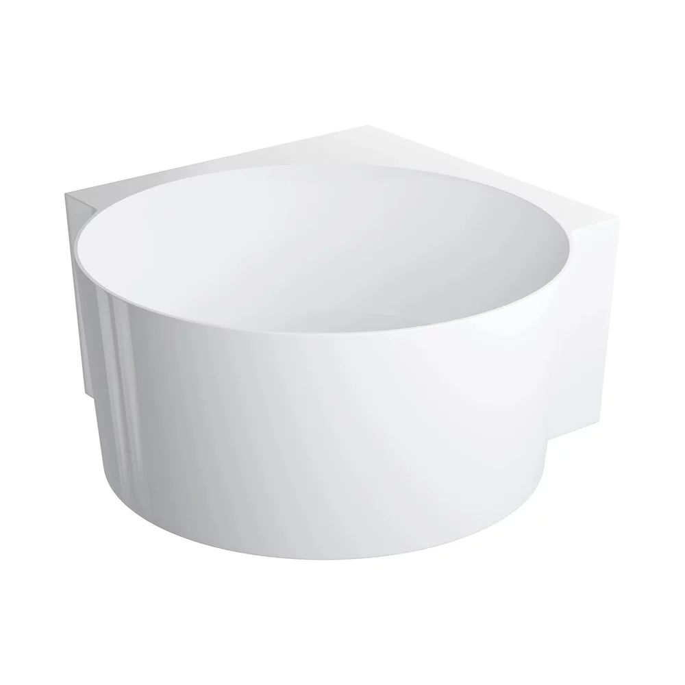 Cada pe colt asimetrica Omnires Ovo M+ compozit alb lucios 120x120 cm