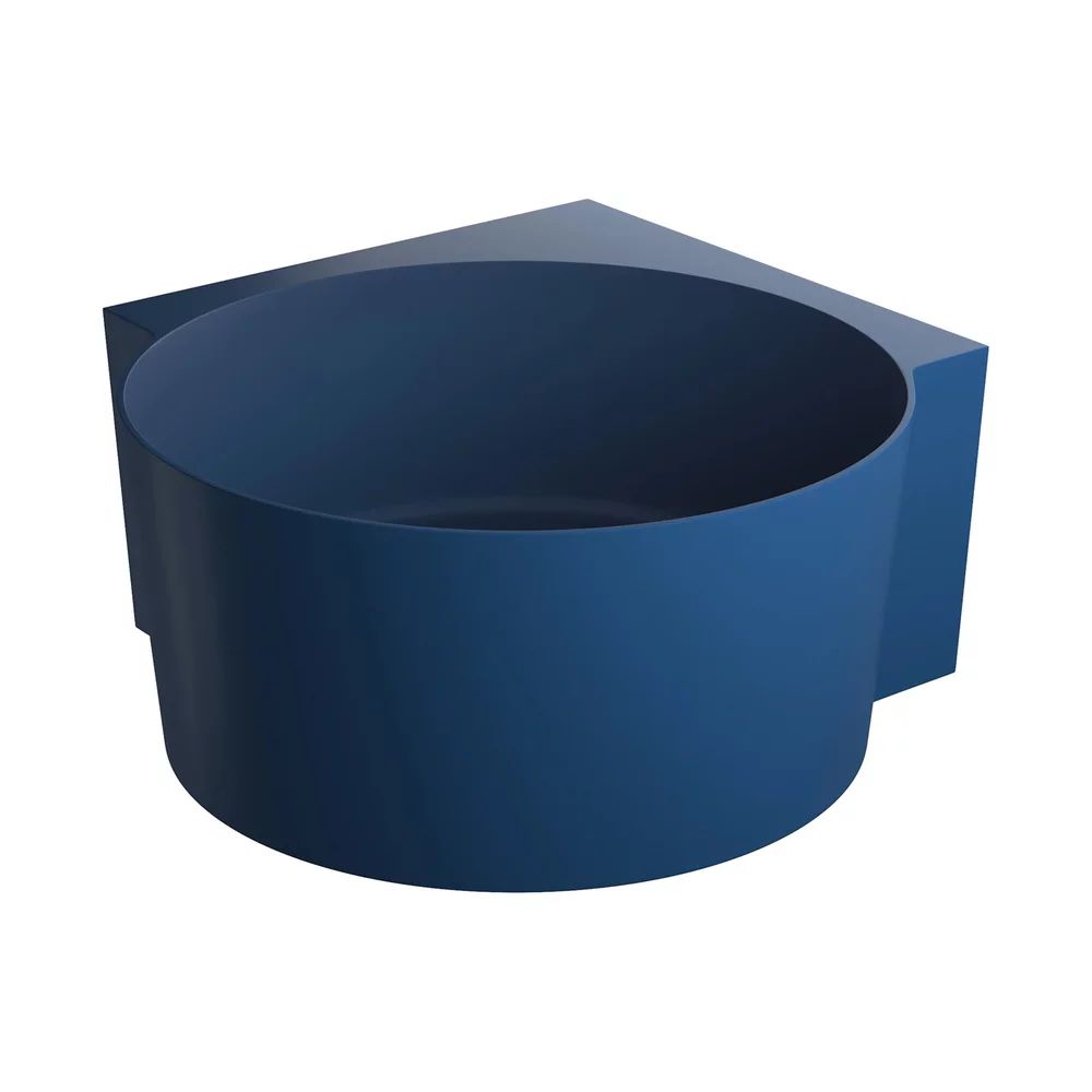 Cada pe colt asimetrica Omnires Ovo M+ compozit albastru midnight blue mat 120x120 cm