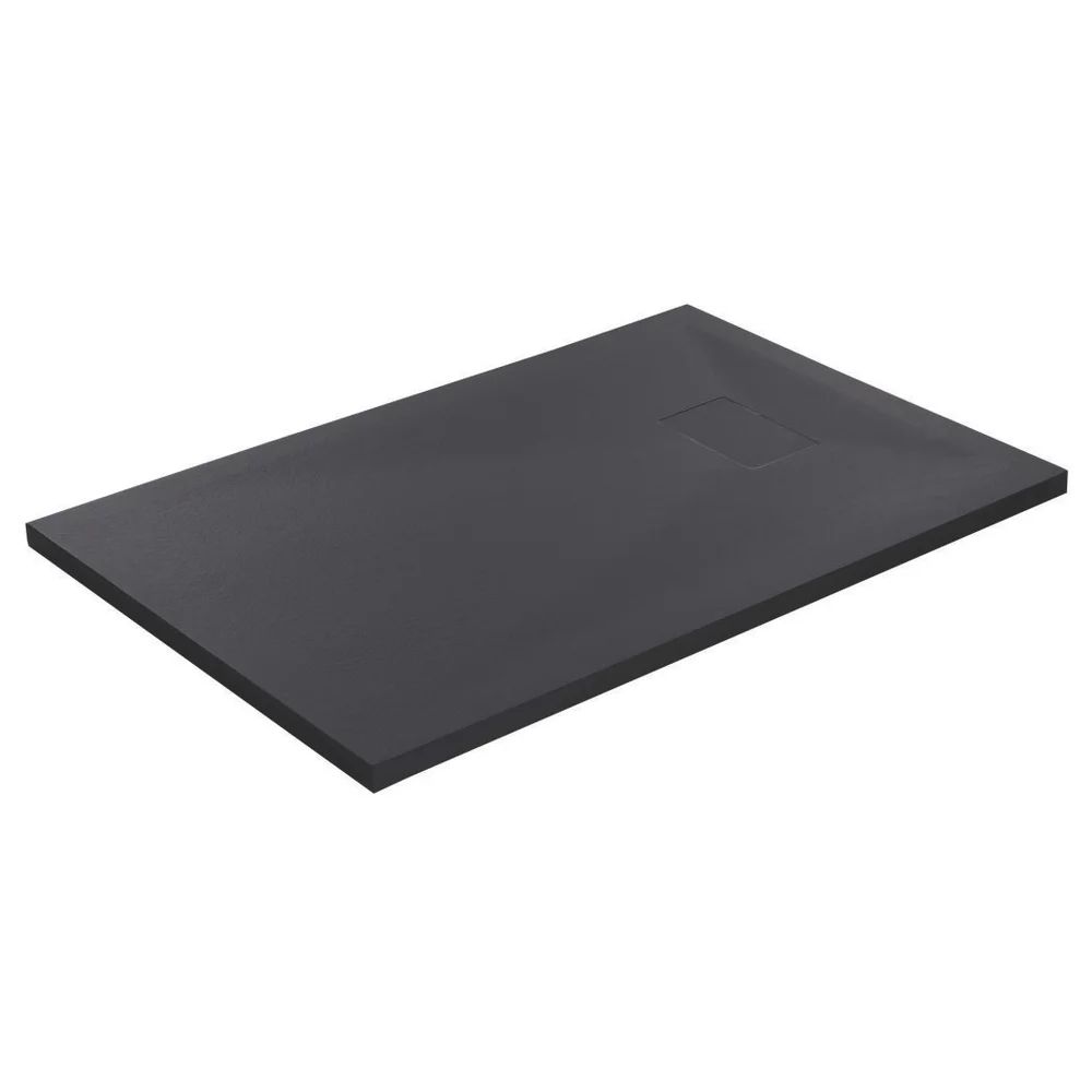 Cadita compozit pentru dus Inter Ceramic dreptunghiulara 100x80 cm finisaj piatra mata-gri inchis