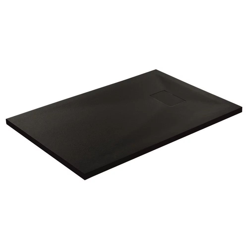 Cadita compozit pentru dus Inter Ceramic dreptunghiulara 140x80 cm finisaj piatra-negru mat