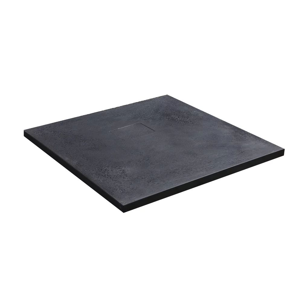 Cadita compozit pentru dus Inter Ceramic patrata 90x90 cm finisaj piatra mata-gri inchis