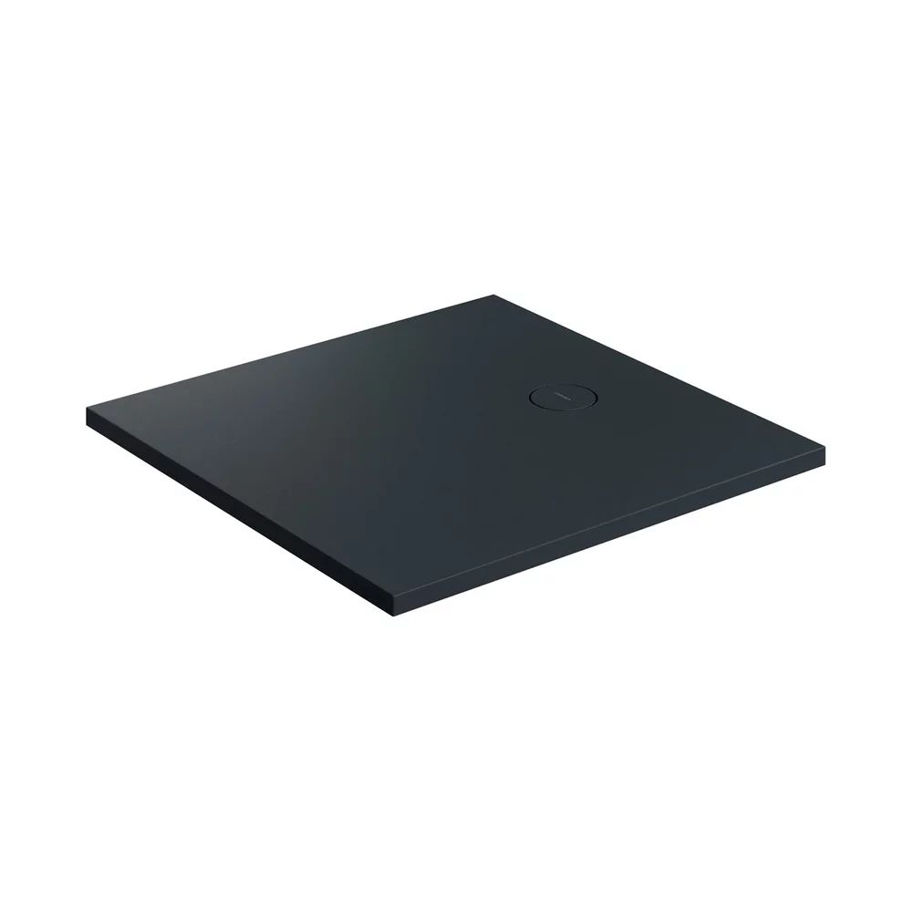 Cadita de dus compozit Omnires AquaRock M+ patrata negru lava mat 80x80 cm