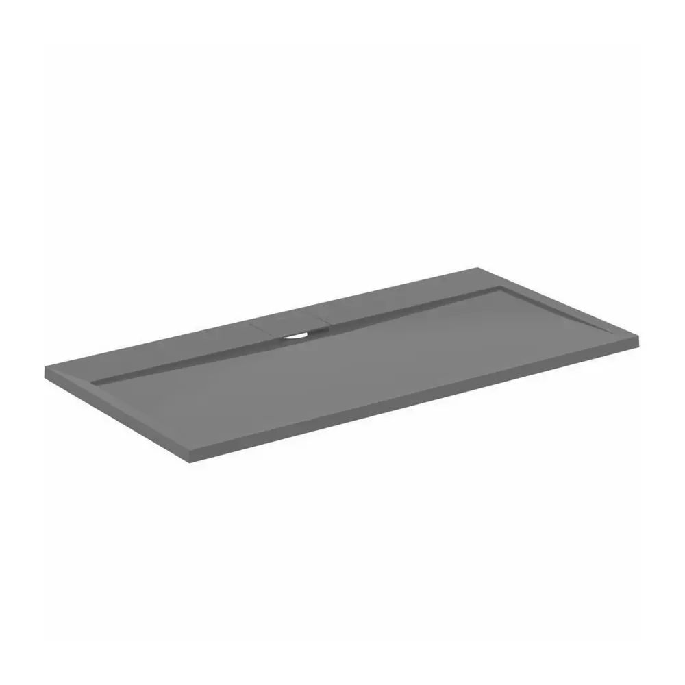 Cadita de dus dreptunghiulara Ideal Standard i.life Ultra Flat S gri asfaltic 140x70 cm