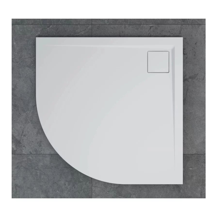 Cadita de dus semirotunda alb SanSwiss Livada W20R 80x80 cm slim