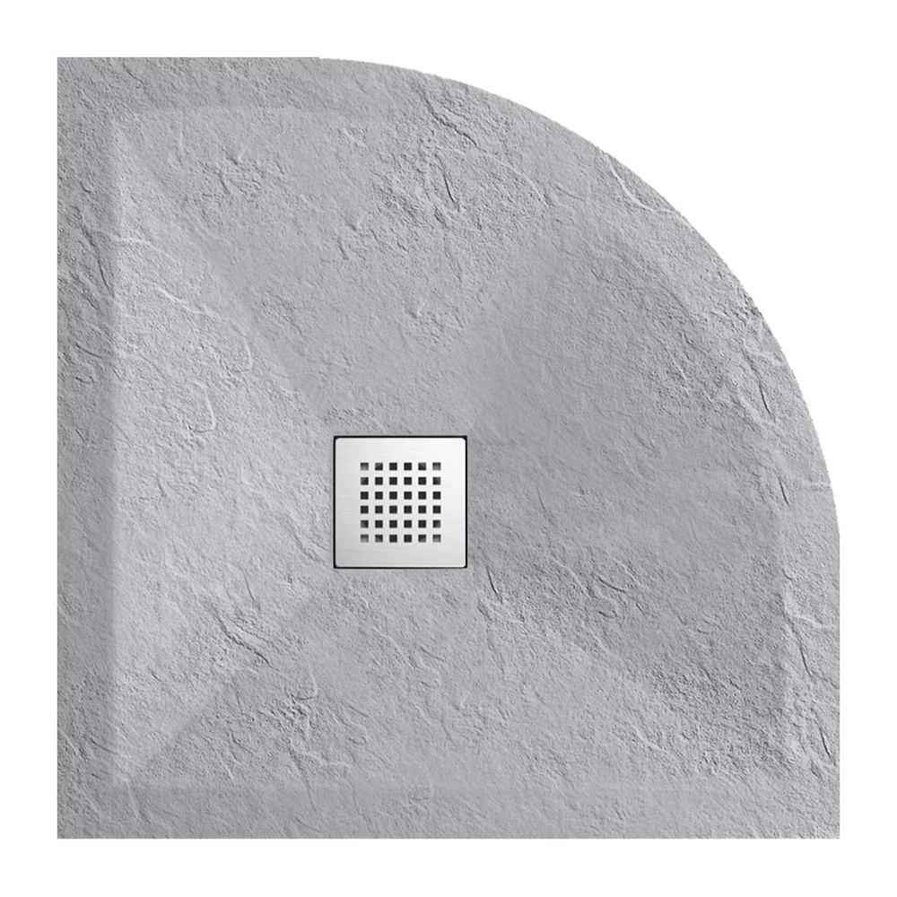 Cadita dus semirotunda Balneo Stone Tray din compozit 80x80 gri deschis