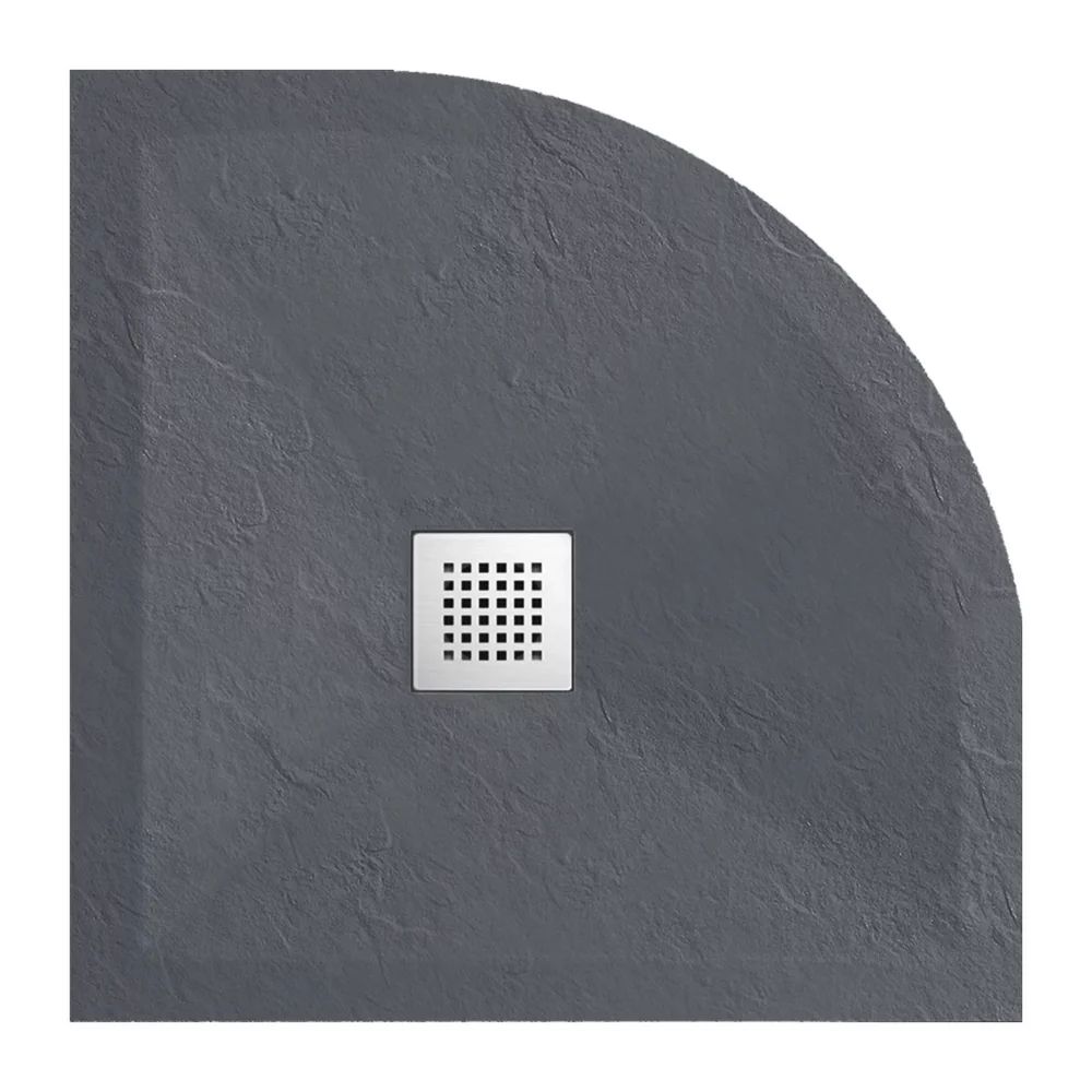 Cadita dus semirotunda Balneo Stone Tray din compozit 90x90 gri inchis